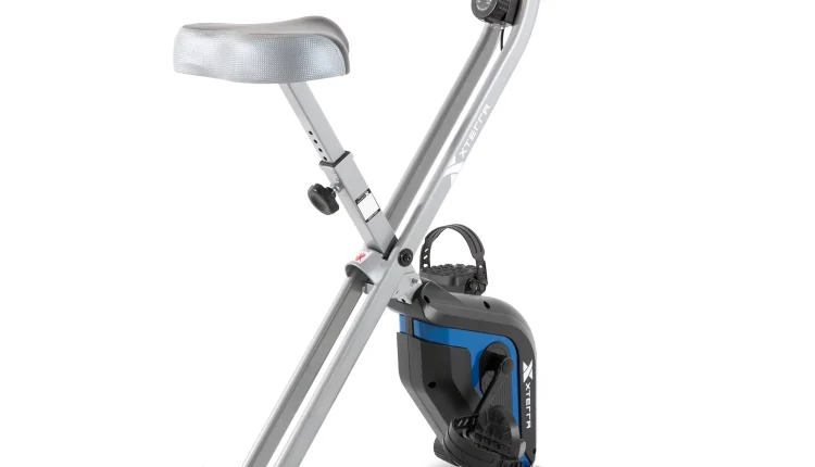 XTERRA Fitness FB160 Compact Folding Stationary Bike with Heart Rate Sensors and Large Padded Seat - MadeInUSA