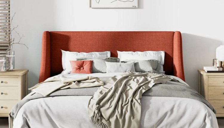 Bowdoin Upholstered Wingback Platform Bed Mercury Row Size: Queen, Color: Burnt Orange - MadeInUSA