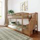 Max and Lily Twin Over Twin Low Bunk Bed with Staircase – Pecan – MadeInUSA
