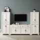 Crosley Furniture Tara 3PC Entertainment Set Distressed White – Sideboard & 2 Pantries – MadeInUSA