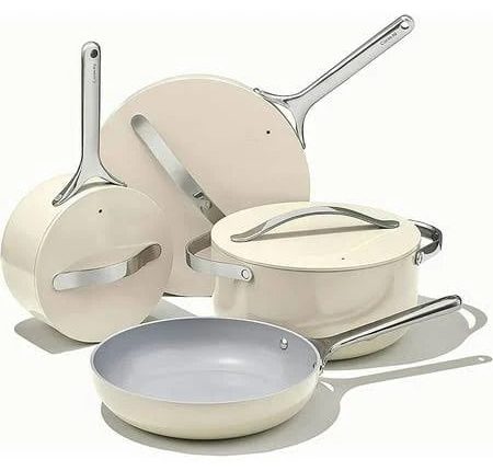 Caraway Nonstick Ceramic Cookware Set (12 Piece) Pots Pans Lids and Kitchen Storage - Non Toxic PTFE & PFOA Free - Oven Safe & Compatible with All - MadeInUSA