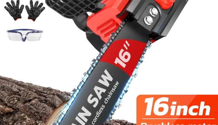 RELOIVE 16-inch 42V Battery-Powered Brushless Cordless Chainsaw Kit with 2x2000mAh Batteries, 3 Chains & Dual Chargers - MadeInUSA