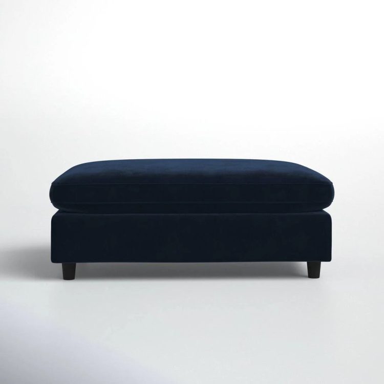 Navy Blue Velvet for the Main Body and 45.3" Wide Rectangular Standard Ottoman Joss in Fleetwood - MadeInUSA