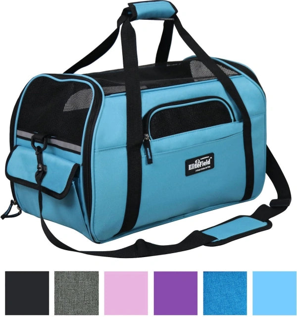 EliteField SoftSided AirlineApproved Pet Carrier Bag, Sky Blue - MadeInUSA