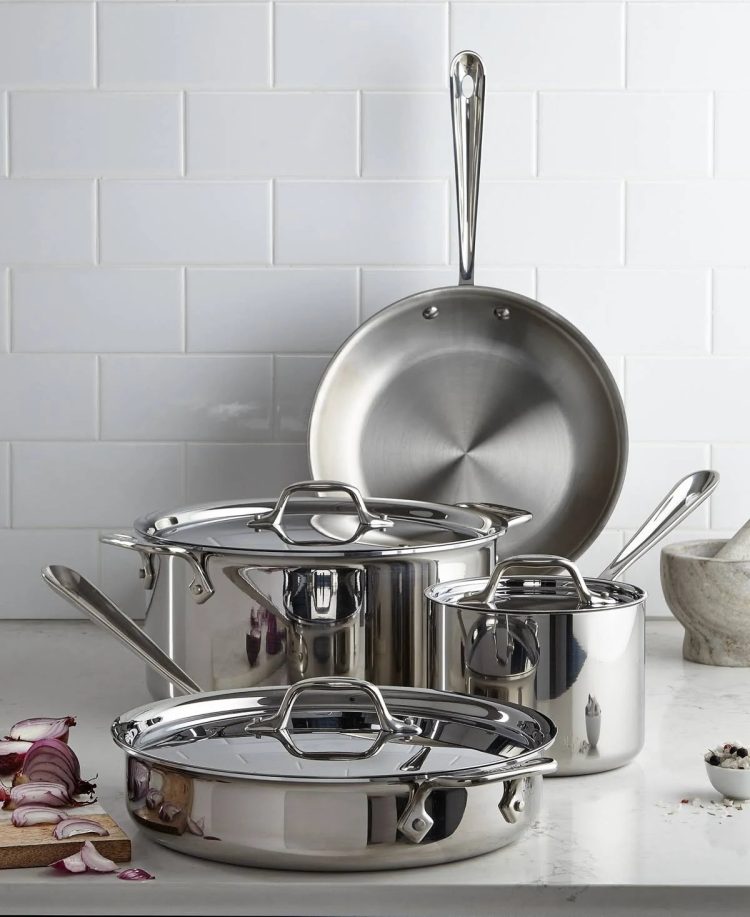 All-Clad Stainless Steel 7 Piece Cookware Set - MadeInUSA