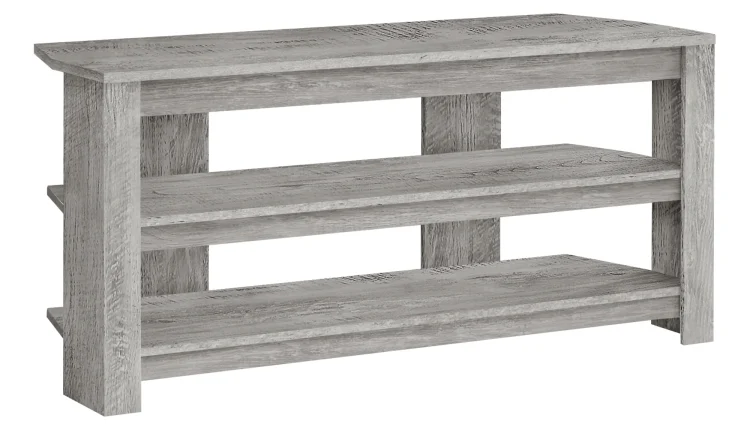 Tv Stand, 42 Inch, Console, Media Entertainment Center, Storage Shelves, Living Room, Bedroom, Grey Laminate, Contemporary, Modern - MadeInUSA
