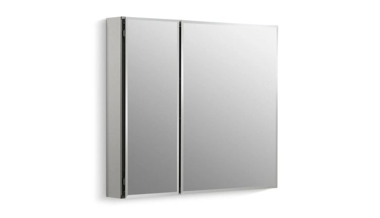 Kohler Aluminum Two Door Medicine Cabinet with Mirrored Door, 30 x 26" - MadeInUSA