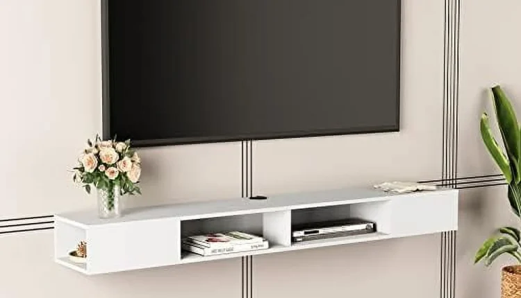TQNLKGZ 70 inch Floating TV  for Under TV  Floating TV Stand for 75 TVs  Wall Mount Media Console TV Stand with  for Living Room Bedroom  Black - MadeInUSA
