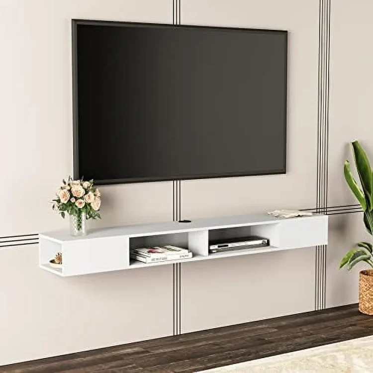 TQNLKGZ 70 inch Floating TV  for Under TV  Floating TV Stand for 75 TVs  Wall Mount Media Console TV Stand with  for Living Room Bedroom  Black - MadeInUSA