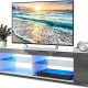 NLTBONNIE LED TV Stand for 65 Inch TVs Modern Low Profile Entertainment Center with LED Lights 57 Inch Small TV Console Media Table with Glass Shelves Hidden Side Bookshelf for Living Roo – MadeInUSA
