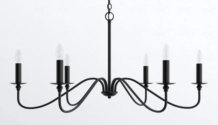 Ableton 6 - Light Candle Style Classic / Traditional Chandelier Birch Lane Finish: Matte Black, Size: 19" H x 36" W x 36" D - MadeInUSA
