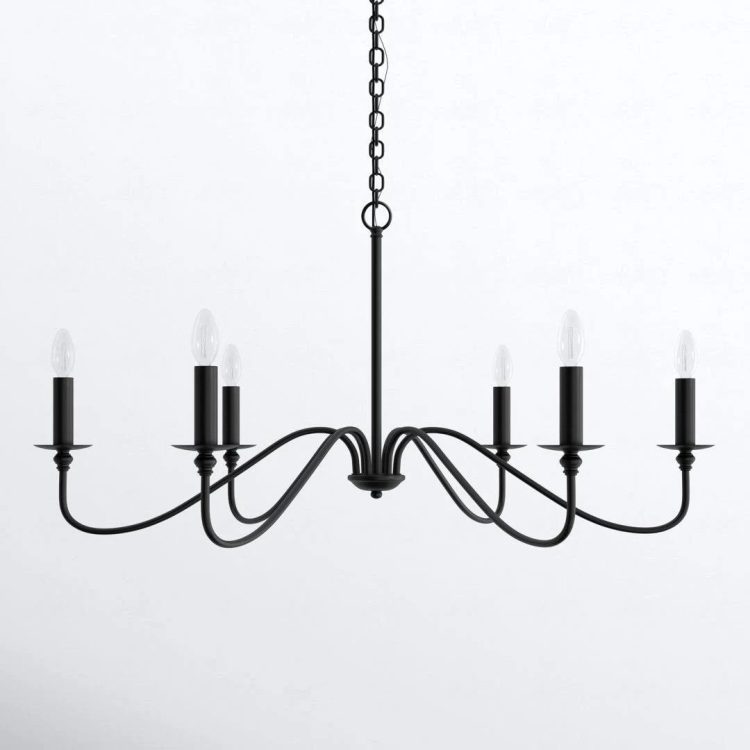 Ableton 6 - Light Candle Style Classic / Traditional Chandelier Birch Lane Finish: Matte Black, Size: 19" H x 36" W x 36" D - MadeInUSA