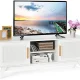 FDIGLUL Rattan TV Stand for TVs Up to 65&#34;  Entertainment Center  3-Tier Adjustable   2 Enclosed Weaved Cabinets  Cable Holes  Modern Media TV Console Table for Living Room – MadeInUSA