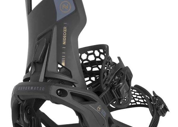 Snowboard Bindings Nidecker SUPERMATIC BLACK 2024, Size Medium - MadeInUSA
