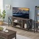 TV Stand for 65 Inch TV, Media Entertainment Center with Power Outlet for Living Room, Industrial TV Console with Side Shelves for PS Storage, Taupe Wood – MadeInUSA