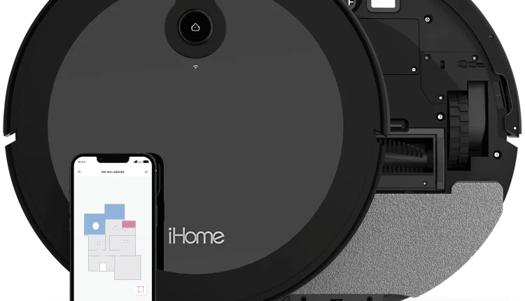 iHome AutoVac Luna 2-in-1 Front LIDAR Robot Vacuum and Vibrating Mop, Strong Suction - MadeInUSA