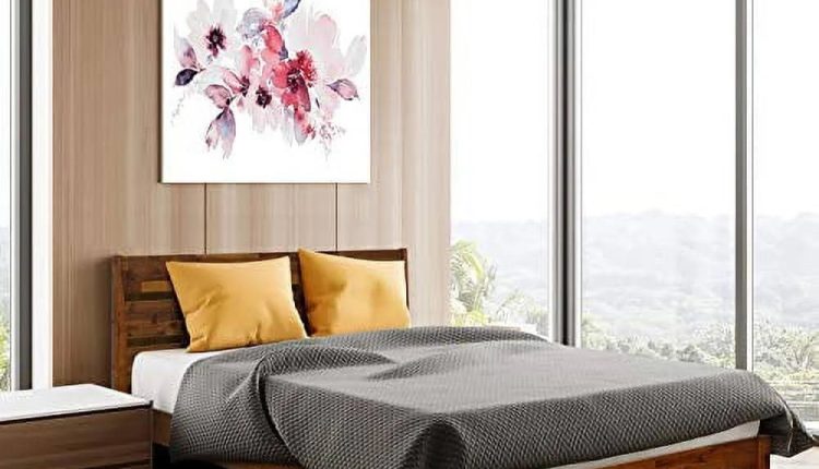 Emery Solid Wood Platform Bed Frame with Headboard Acacia Size: Queen, Color: Caramel - MadeInUSA