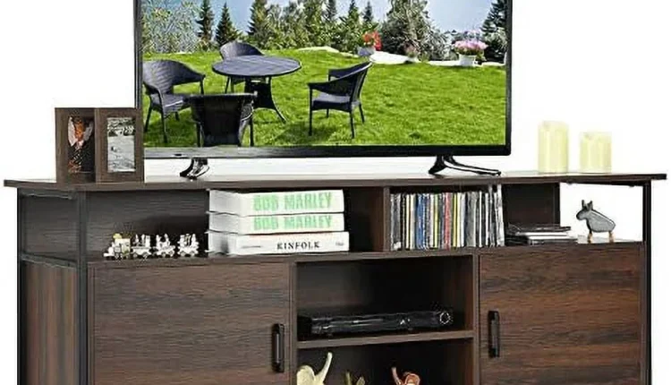 NLTBONNIE TV Stand for TVs up to 65u201D  58u201D TV Console Table w/ 2 Cabinets &amp; Adjustable   Media Entertainment Center w/Cable Manage Holes  TV  Cabinet for Living Room (Rustic - MadeInUSA
