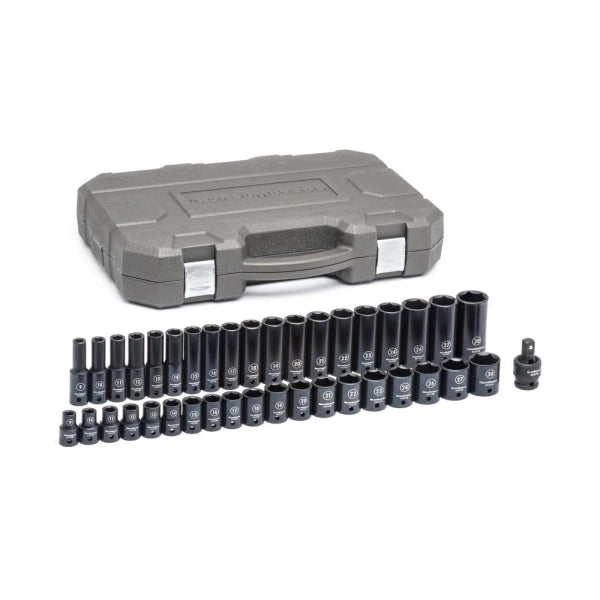12 in. Drive 6Point Standard and Deep Metric Impact Socket Set 39Piece - MadeInUSA