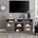 Contemporary TV Media Stand Modern Entertainment Console for TV Up to 65″with Open and Closed Storage Space, Dark Walnut/Black, 60″W*15.75″D*29″H – MadeInUSA