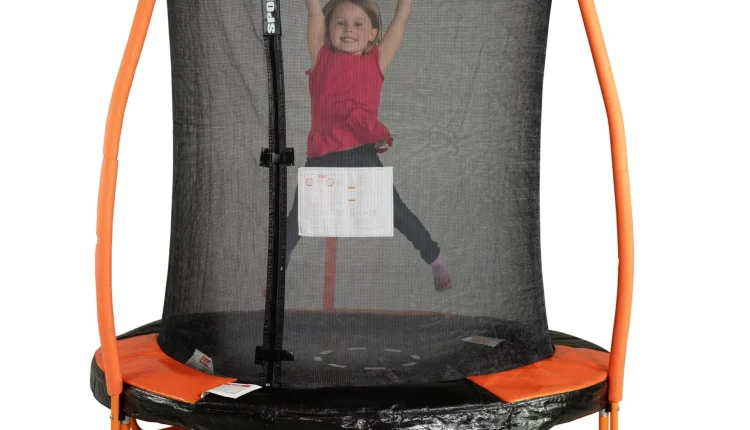 Bounce Pro 6-Foot Trampoline, with Enclosure and Mini Flash Light Zone, Orange - MadeInUSA
