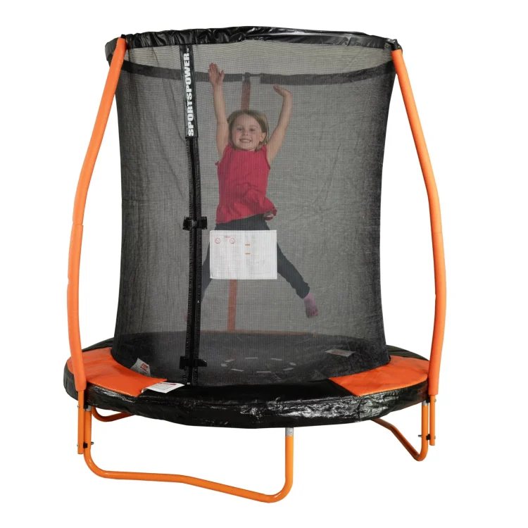 Bounce Pro 6-Foot Trampoline, with Enclosure and Mini Flash Light Zone, Orange - MadeInUSA