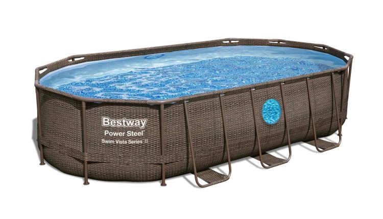 Bestway Power Steel Swim Vista 17ft x 10ft x 42" Oval Pool , - MadeInUSA