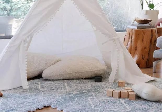 House of Noa Little Nomad Play Mat L Ula in Indigo Size 4x8 - MadeInUSA