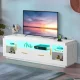 DWVO Modern 70″LED TV Stand for TVs up to 75″with Power Outlets for Living Room, White & Gold – MadeInUSA