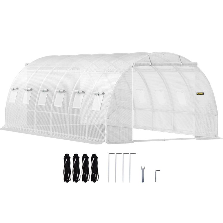 VEVOR Walk-In Greenhouse 10-20' Hot Planter House Gardening Galvanized Frame - 20'x10'x7' - MadeInUSA