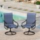 MF Studio Set of 2 Outdoor Patio Swivel Dining Chairs with Breathable Textilene Seat, Black & Blue – MadeInUSA