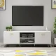ZWNLKQG FUFU&amp;GAGA TV Stand for TV up to 65&#34;  Modern Wood Universal Media Console with Metal Legs  2  Cabinets &amp; 2 Open Shelves  Home Living Room  Entertainment Center (White-G – MadeInUSA