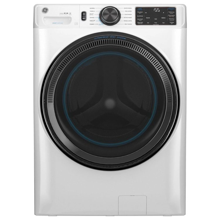 GE GFW655SSVWW 5.0 Cu. ft. Capacity Smart Front Load Steam Washer with SmartDispense - MadeInUSA