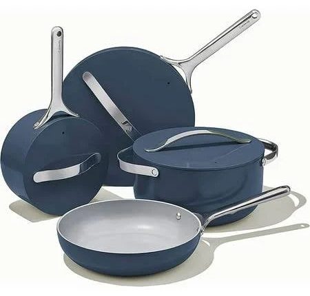 Caraway Nonstick Ceramic Cookware Set (12 Piece) Pots Pans Lids and Kitchen Storage - Non Toxic PTFE & PFOA Free - Oven Safe & Compatible with All - MadeInUSA