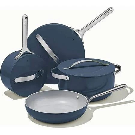 Caraway Nonstick Ceramic Cookware Set (12 Piece) Pots Pans Lids and Kitchen Storage - Non Toxic PTFE & PFOA Free - Oven Safe & Compatible with All - MadeInUSA