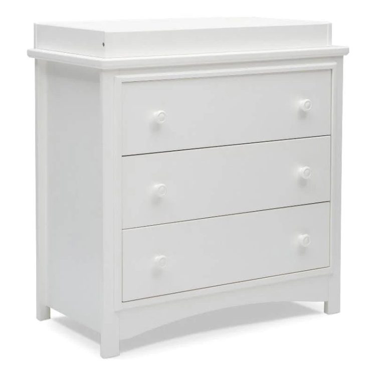Pemberly Row 3-Drawer Wood Dresser with Changing Top in Bianca White - MadeInUSA