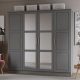 Palace Imports Cosmo Gray 4 Mirrored Door Wardrobe With 2 Shelves – MadeInUSA