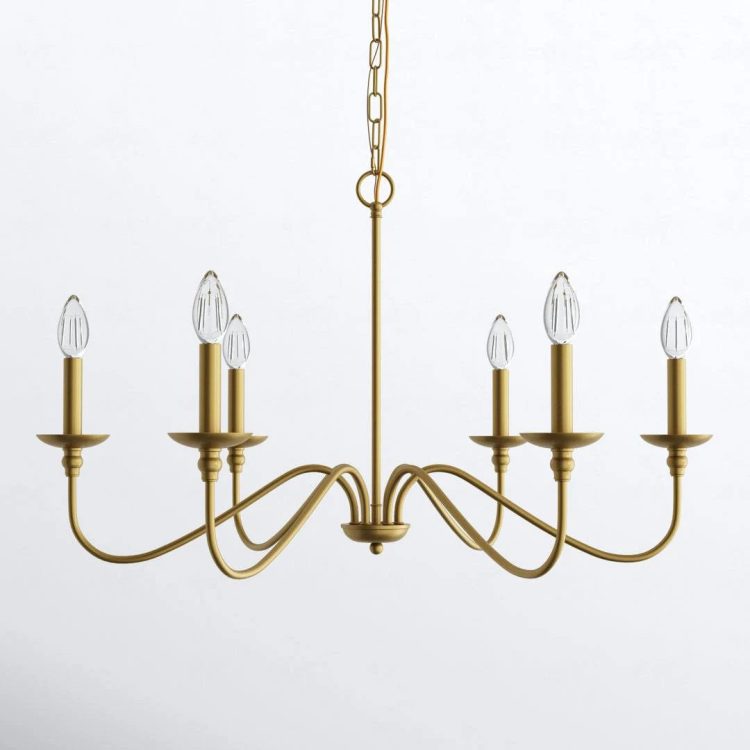 Ableton 6 - Light Candle Style Classic / Traditional Chandelier Birch Lane Finish: Brass, Size: 18" H x 30" W x 30" D - MadeInUSA
