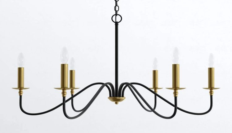 Ableton 6 - Light Candle Style Classic / Traditional Chandelier Birch Lane Finish: Black/Brass, Size: 25" H x 48" W x 48" D - MadeInUSA