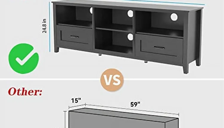 Black 70 in TV Stand for TVs up to 80", Large Classcial TV Cabinet, Modern Entertainment Center with Drawers for 55 65 70 75 inch TV Stand, Wood Cabinet Media Console for Living Room, Bedroom - MadeInUSA