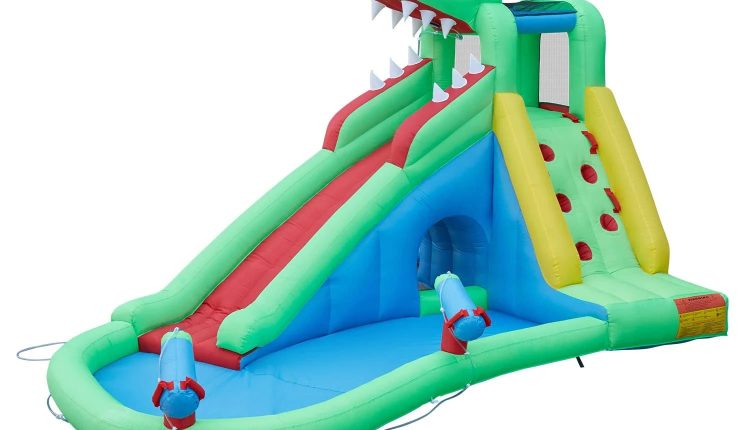 Inflatable Water Slides for Kids - Kinsuite Inflatable Bounce House Water Slide w/Jumping Area Climbing Wall Water Cannon Splash Pool Tunnel Indoor - MadeInUSA