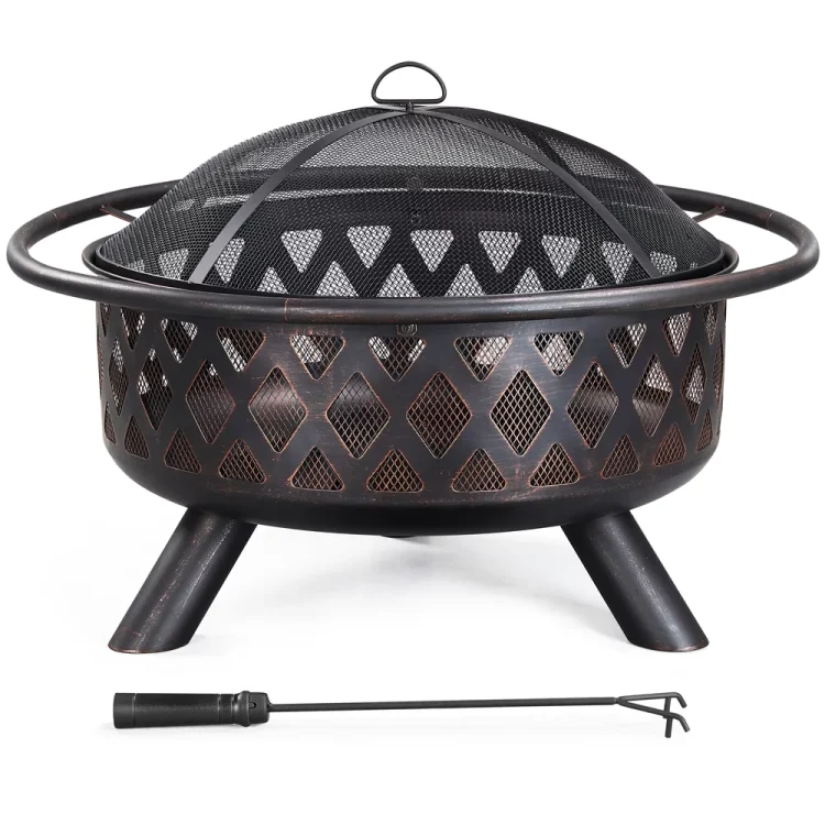 Renwick 36 Round Metal Finish Iron Fire Pit - MadeInUSA