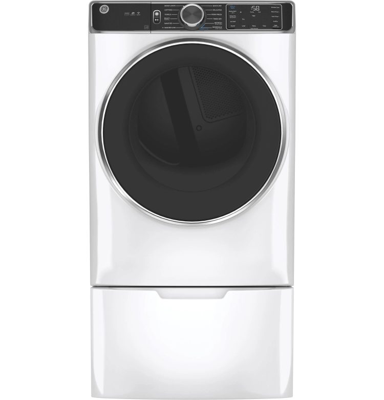 GE 7.8 Cu. ft. Capacity White Smart Front Load Electric Dryer with Steam - GFD85ESSNWW - MadeInUSA