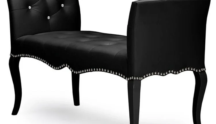 Bowery Hill Modern Faux Leather Tufted Bench in Black and Wenge - MadeInUSA