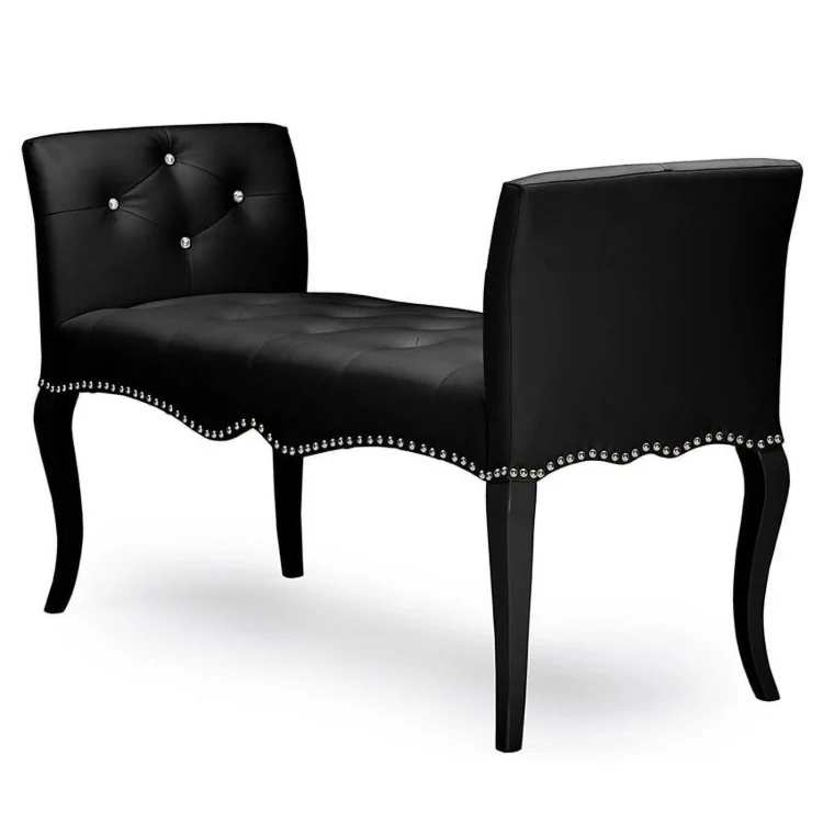 Bowery Hill Modern Faux Leather Tufted Bench in Black and Wenge - MadeInUSA
