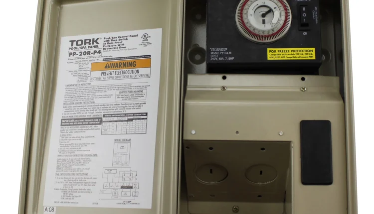 Tork NSI PP-20R-P4 Pool Spa or Lighting Control Panel With One Time Switch Installed, 40-Amp, 102/240-Vac - MadeInUSA