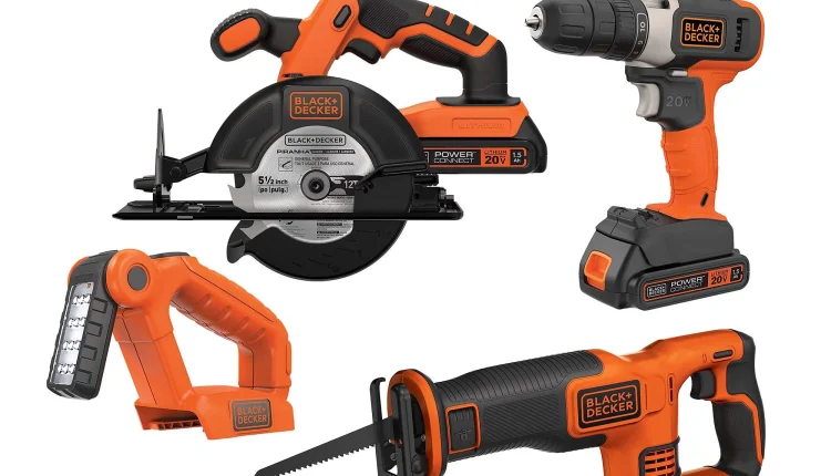 Black & Decker 20 Volt 4-Tool Kit with Drill, Circular Saw, Reciprocating Saw, and Work Light, BD4KITCD7CSRSL - MadeInUSA