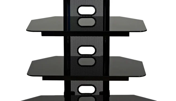 TransDeco Corner TV Audio Video Stand 35 Black - MadeInUSA