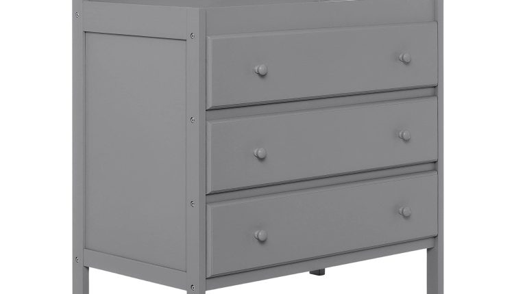 Dream on Me Mason Modern Changing Table with Free Changing Pad in Steel Grey - MadeInUSA