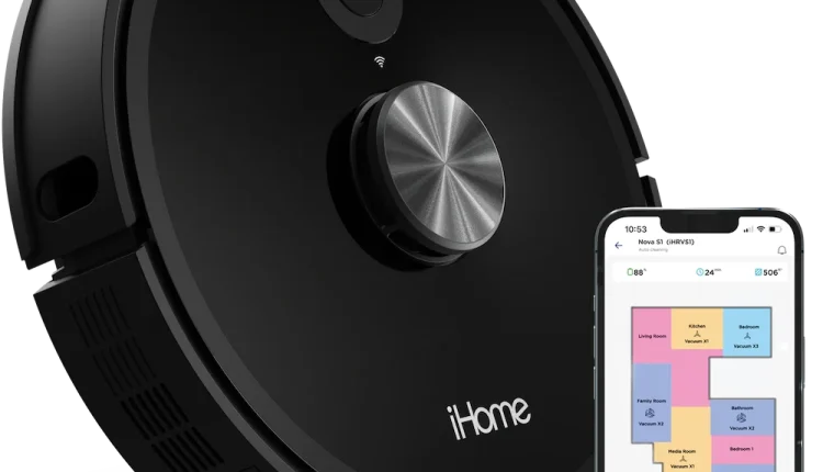 iHome AutoVac Nova S1 Robot Vacuum with LIDAR Navigation, 150 Min Runtime, 2700pa Suction - MadeInUSA